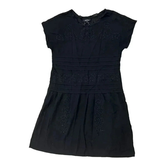 A.P.C. Black Mini Eyelet Detail Dress XS - Picture 1 of 4